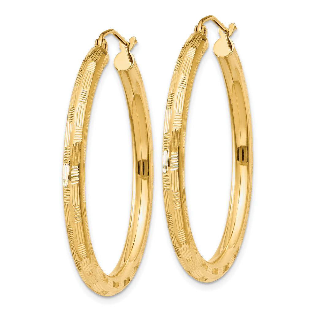 14k Diamond-cut Hoop Earrings
