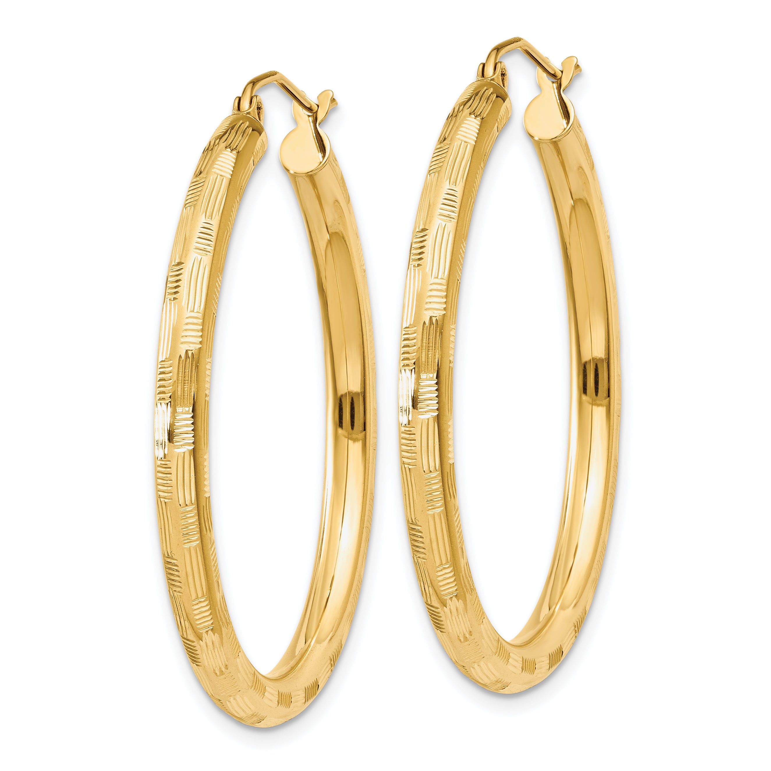 14k Diamond-cut Hoop Earrings