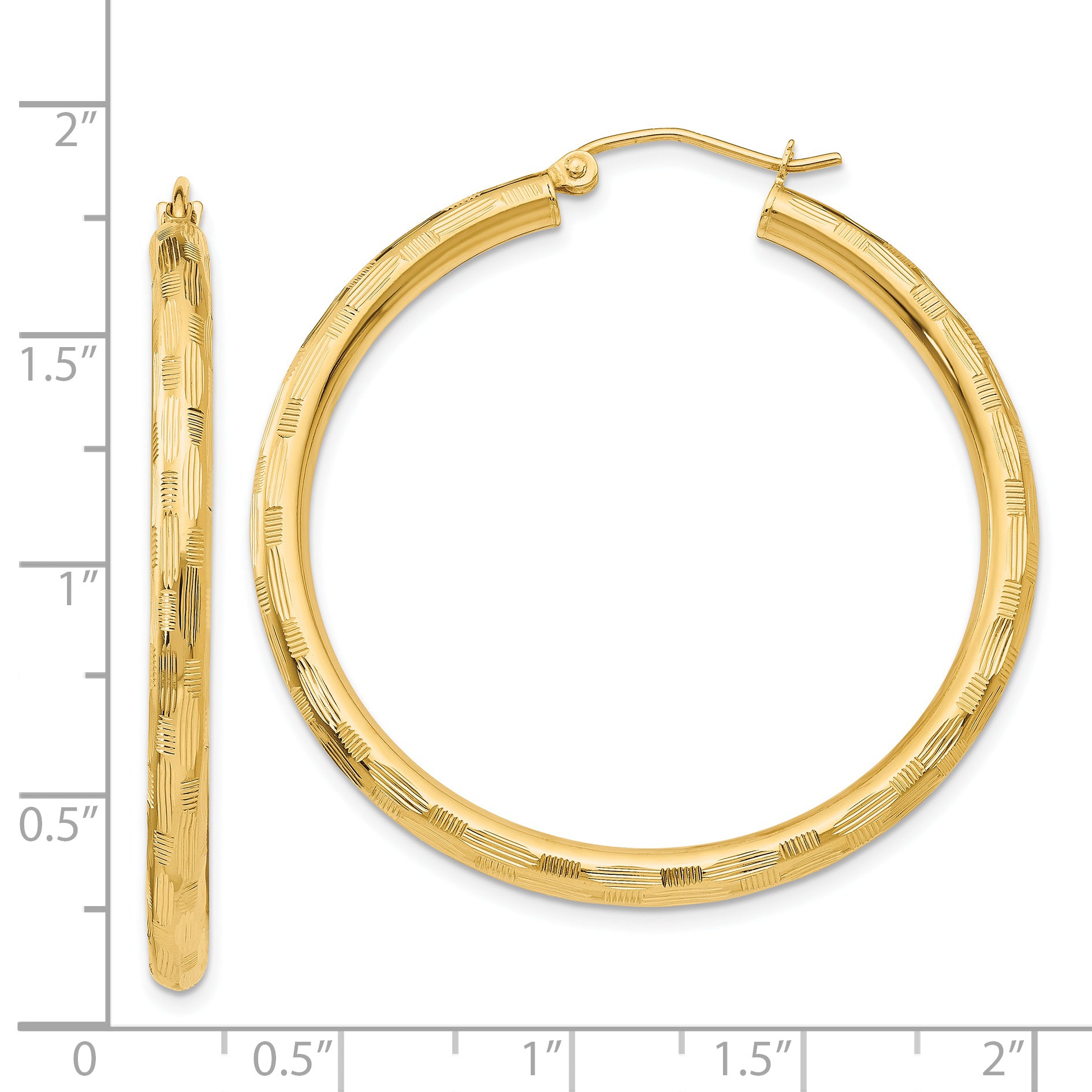 14k Diamond-cut Hoop Earrings
