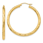 14k Diamond-cut Hoop Earrings