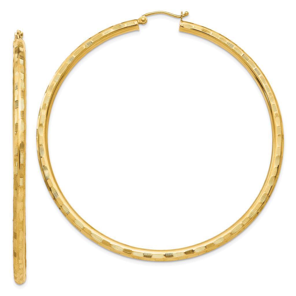 14k Diamond-cut Hoop Earrings