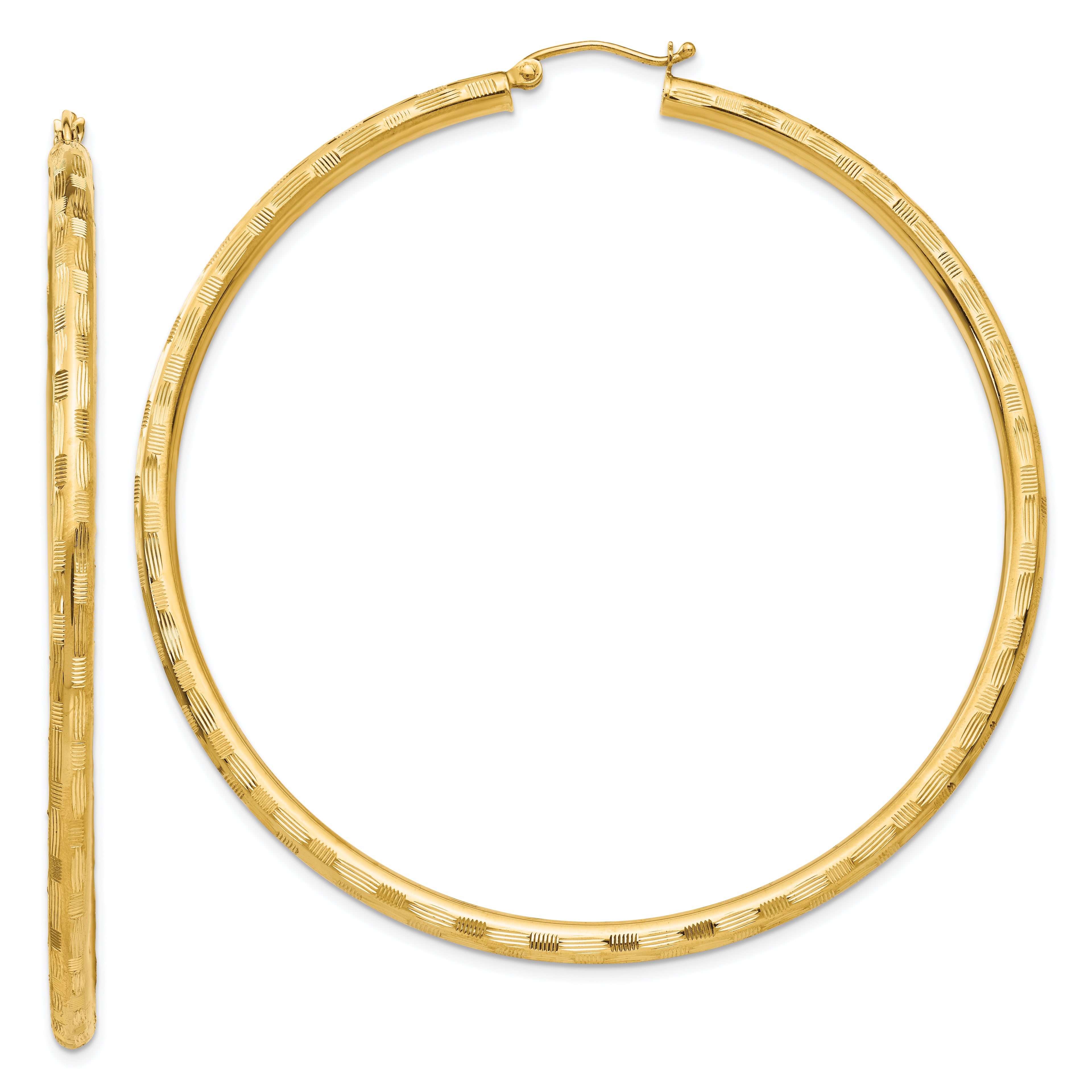 14k Diamond-cut Hoop Earrings