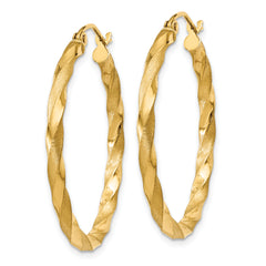 14k Polished & Satin Twisted Hoop Earrings