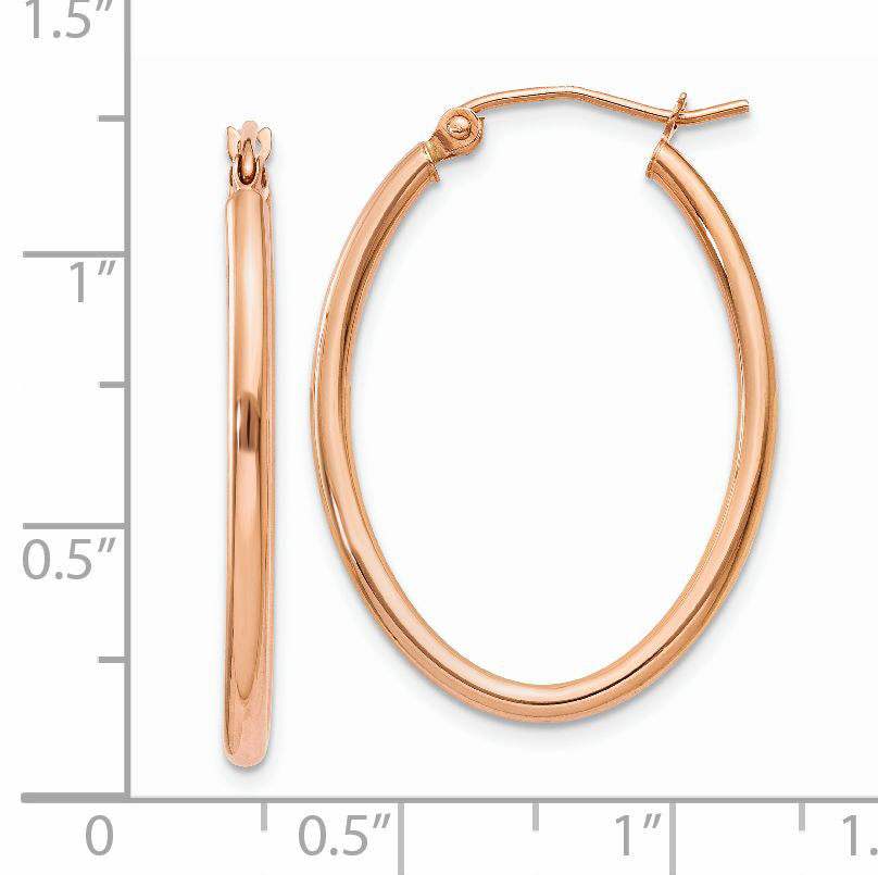14k Rose Gold Oval Hoop Earrings