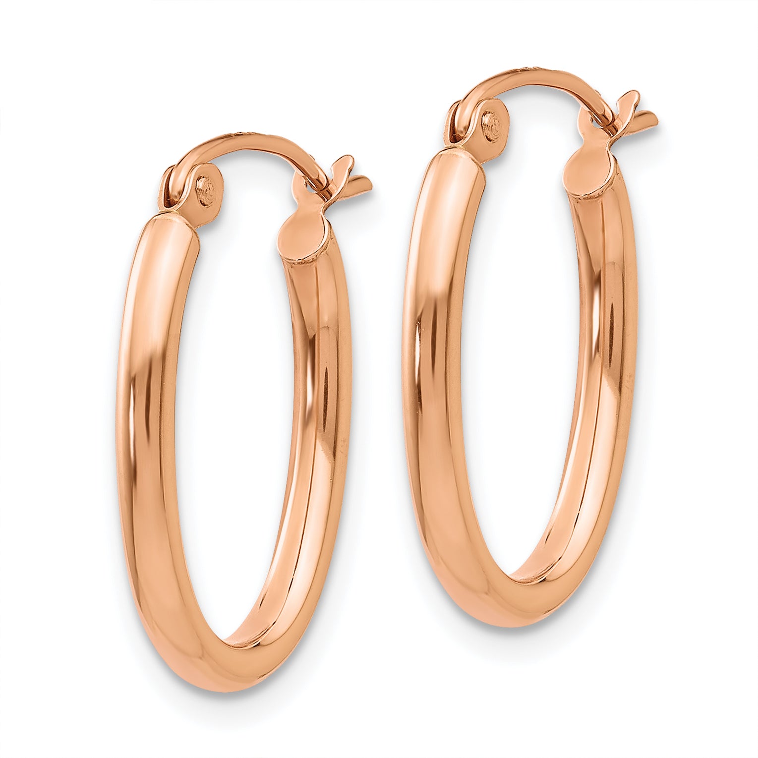 14k Rose Gold Oval Hoop Earrings Secondary image
