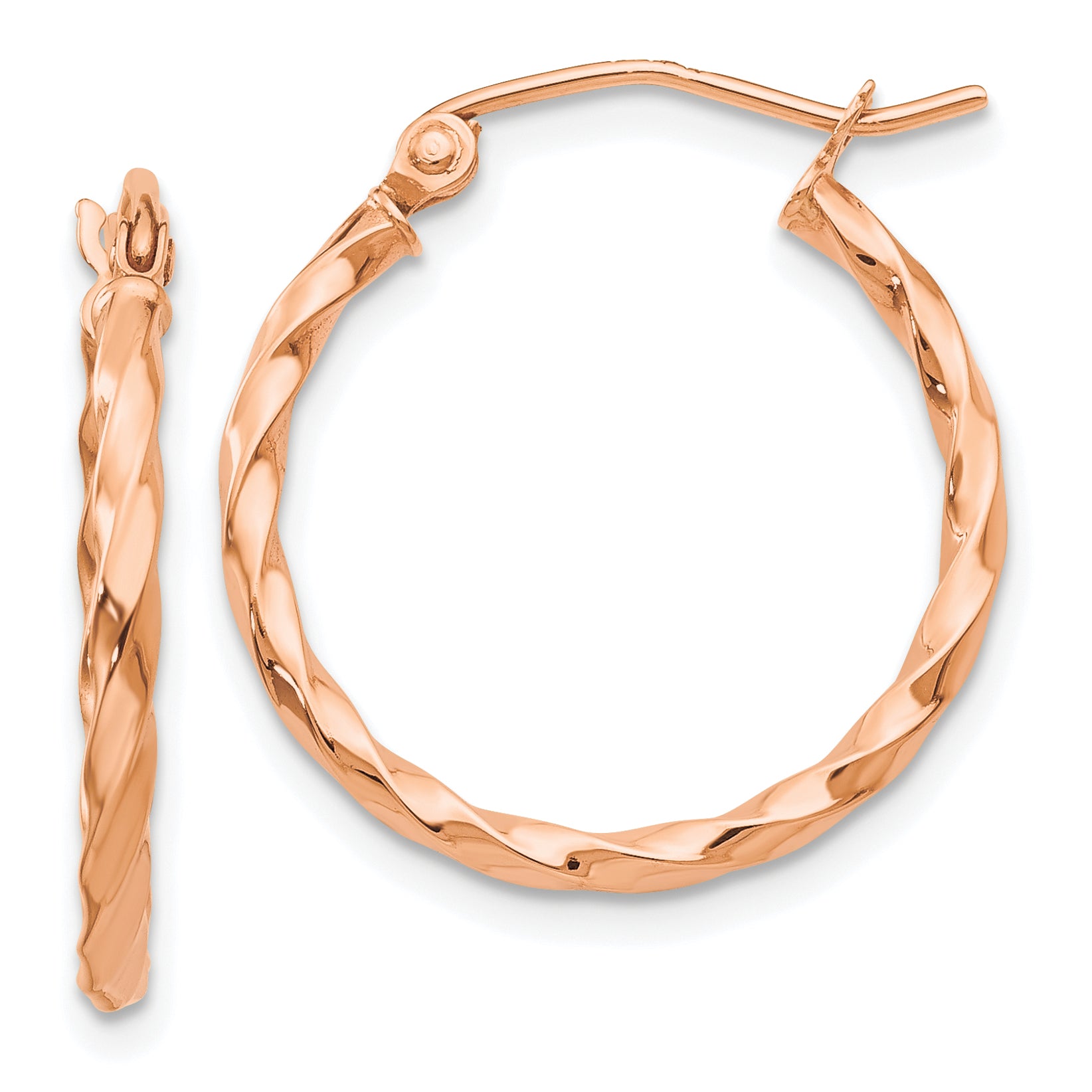 14k Rose Gold Twisted Hoop Earrings Main image