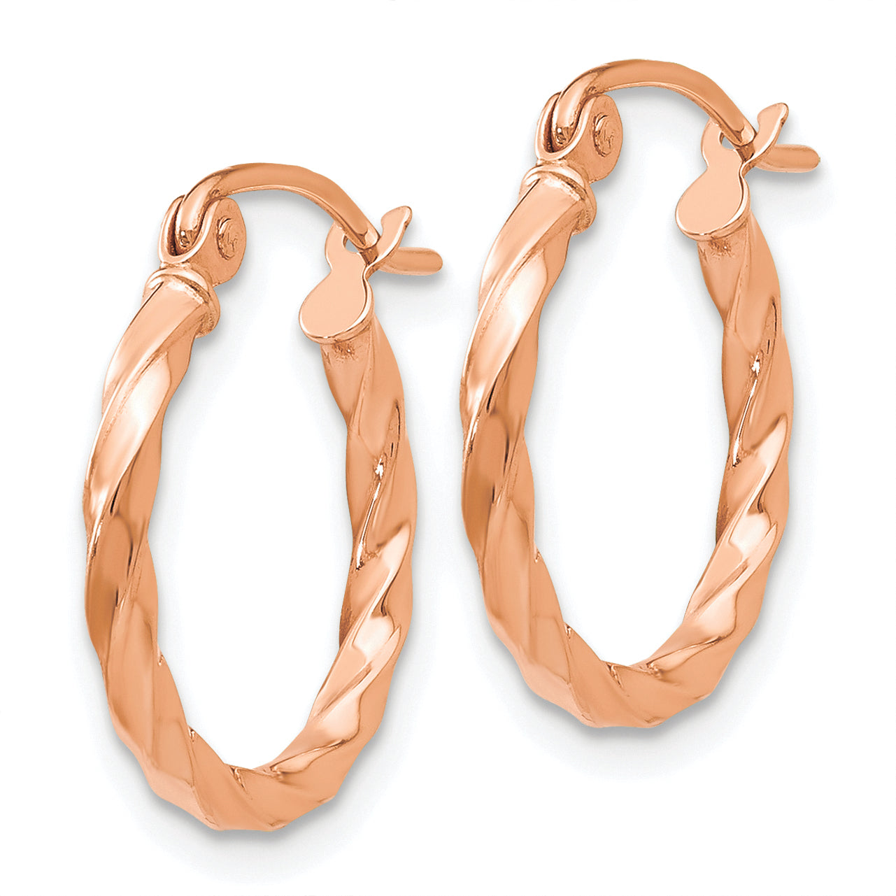 14k Rose Gold Twisted Hoop Earrings Secondary image