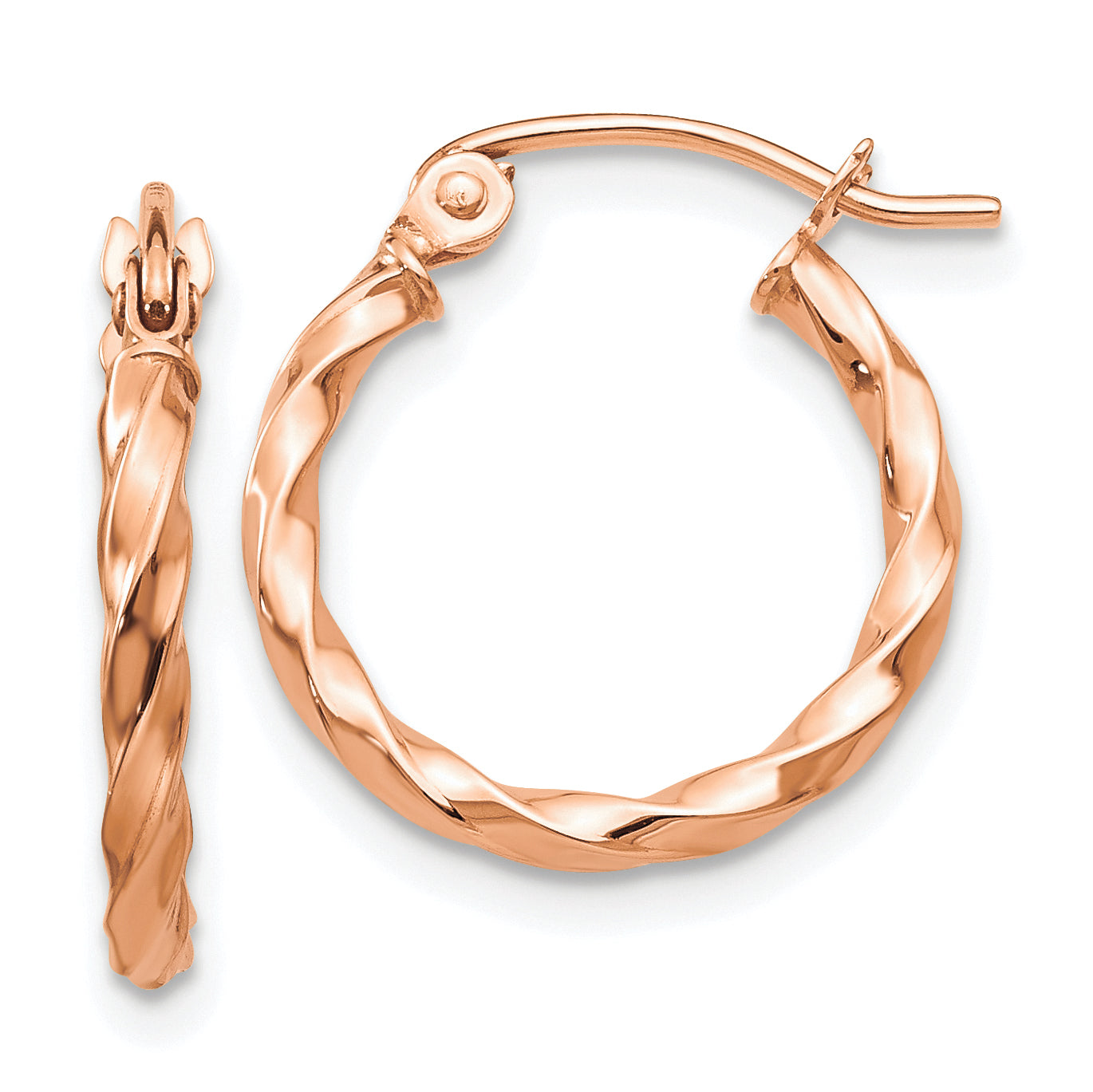 14k Rose Gold Twisted Hoop Earrings Main image