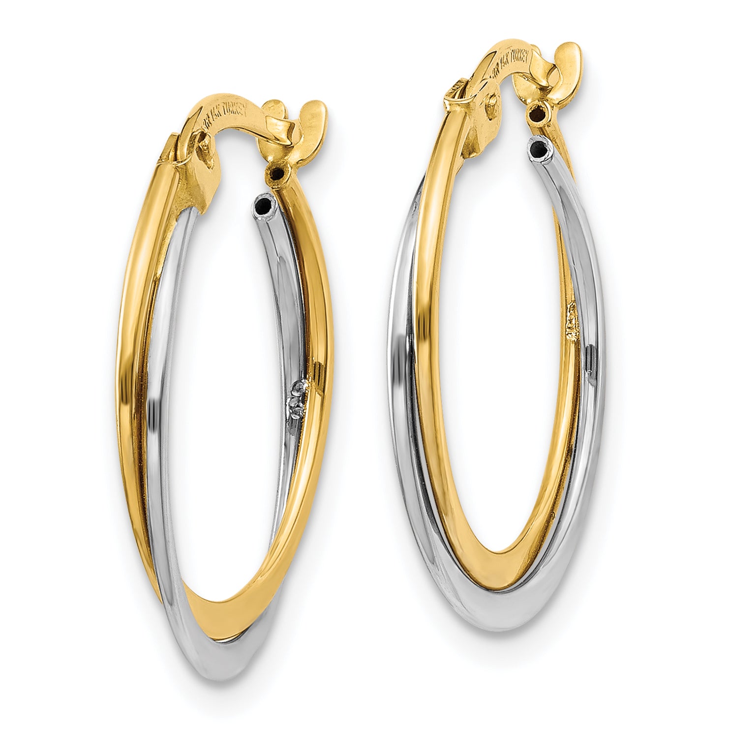 14K Two-Tone Polished Hoop Earrings Secondary image