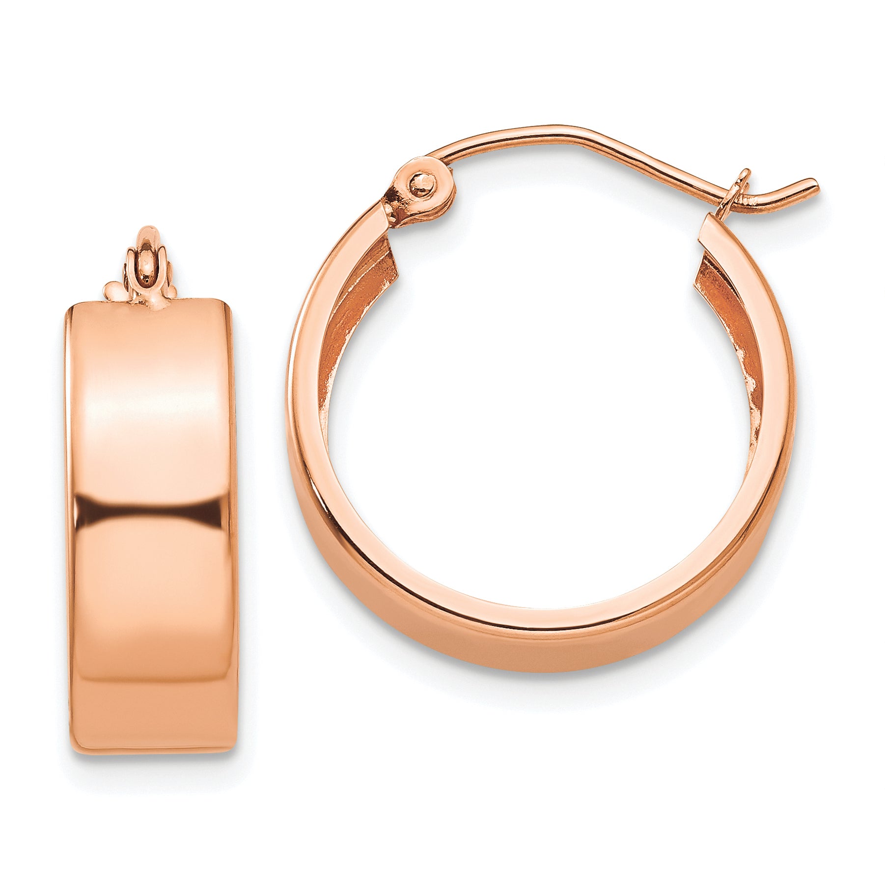 14k Rose Gold Polished Hoop Earrings