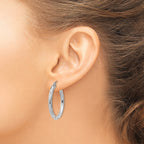 14k White Gold Diamond-cut Hoop Earrings