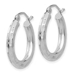 14k White Gold Diamond-cut Hoop Earrings