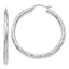 14k White Gold Diamond-cut Hoop Earrings