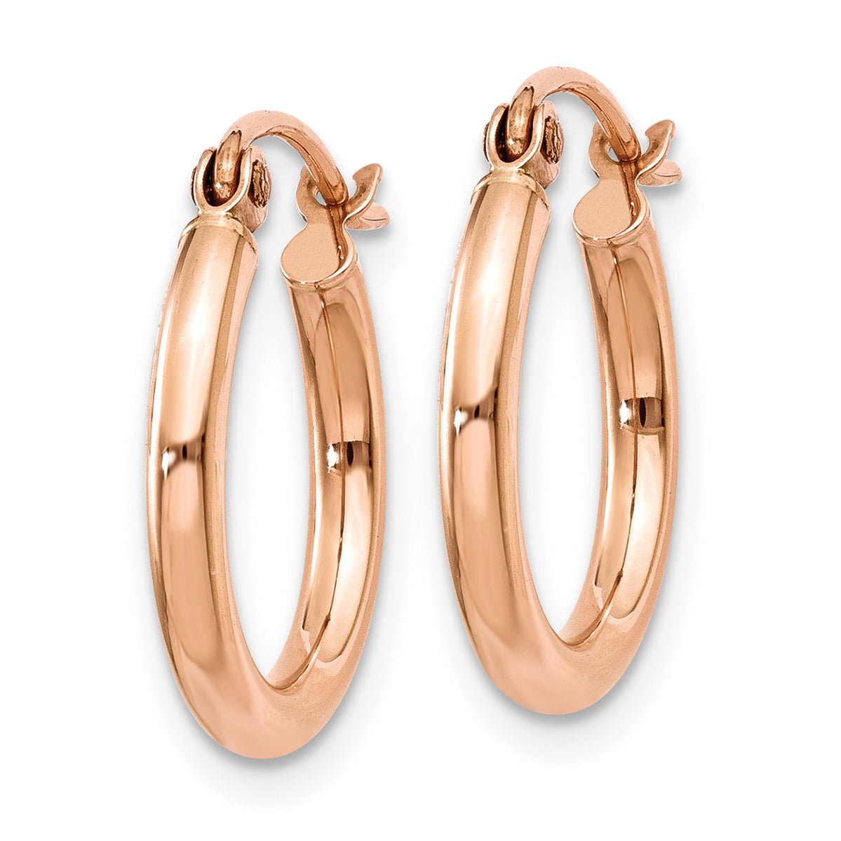 14k Rose Gold Polished 2mm Lightweight Tube Hoop Earrings Secondary image