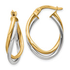 14K Two-Tone Polished Oval Hoop Earrings