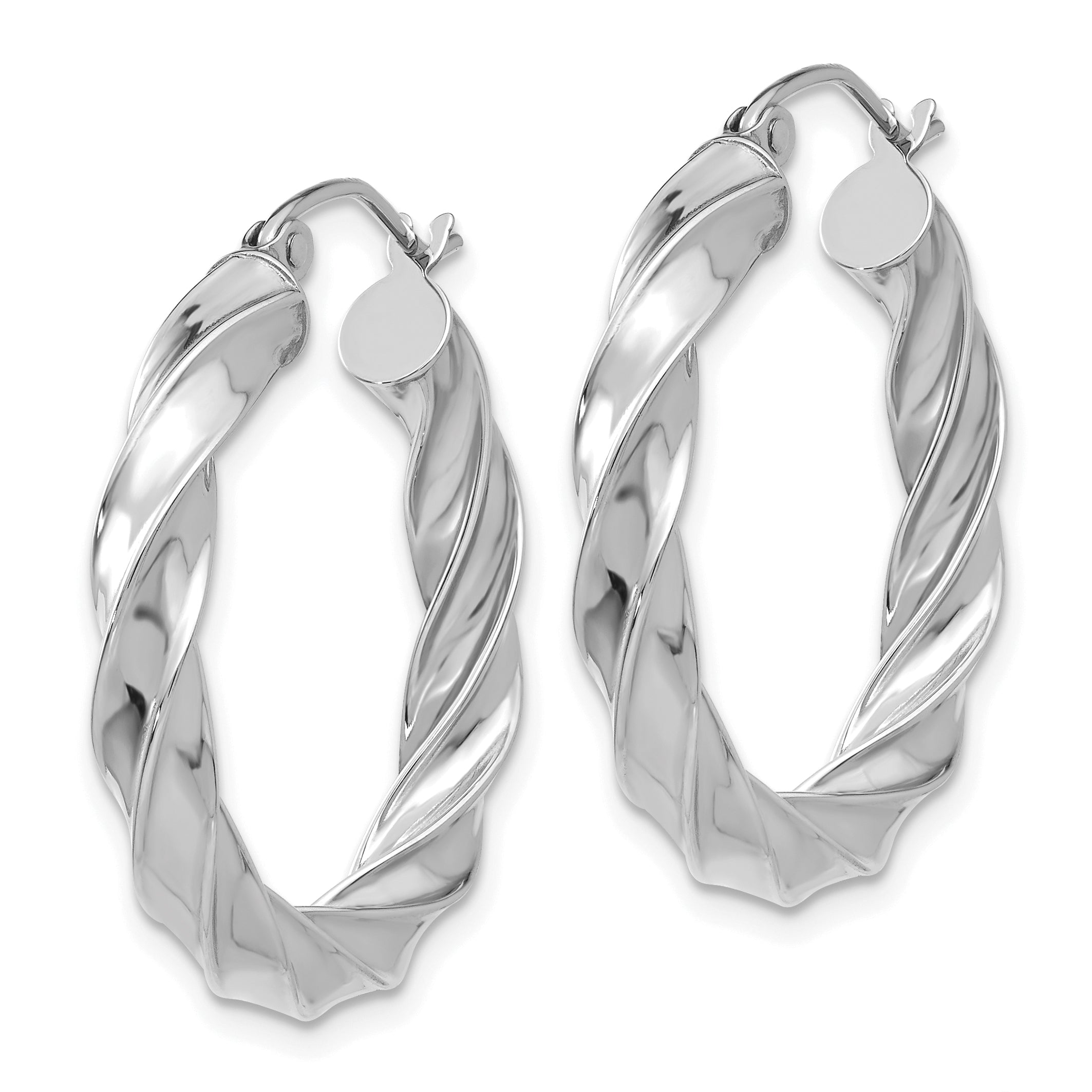14k White Gold Light Twisted Hoop Earrings Secondary image