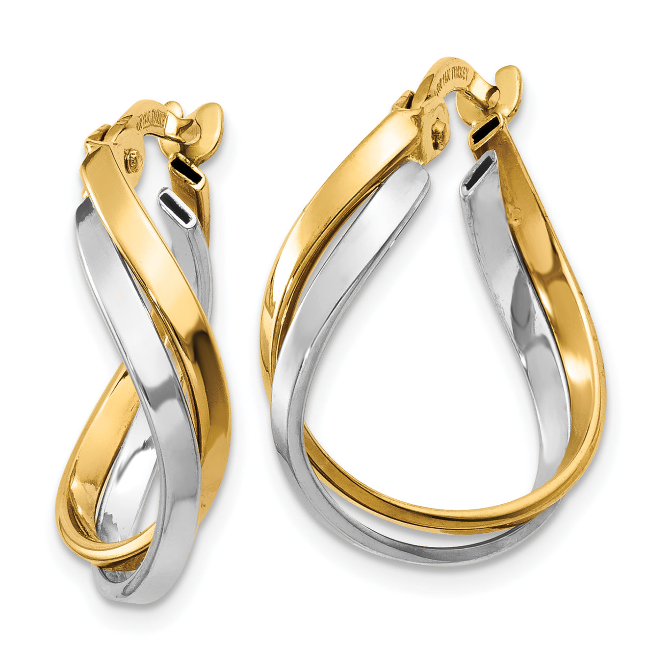 14K Two-Tone Polished Twisted Hoop Earrings Secondary image