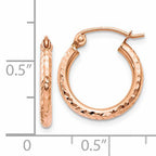 14k Rose Gold Lightweight Diamond-cut Hoop Earrings