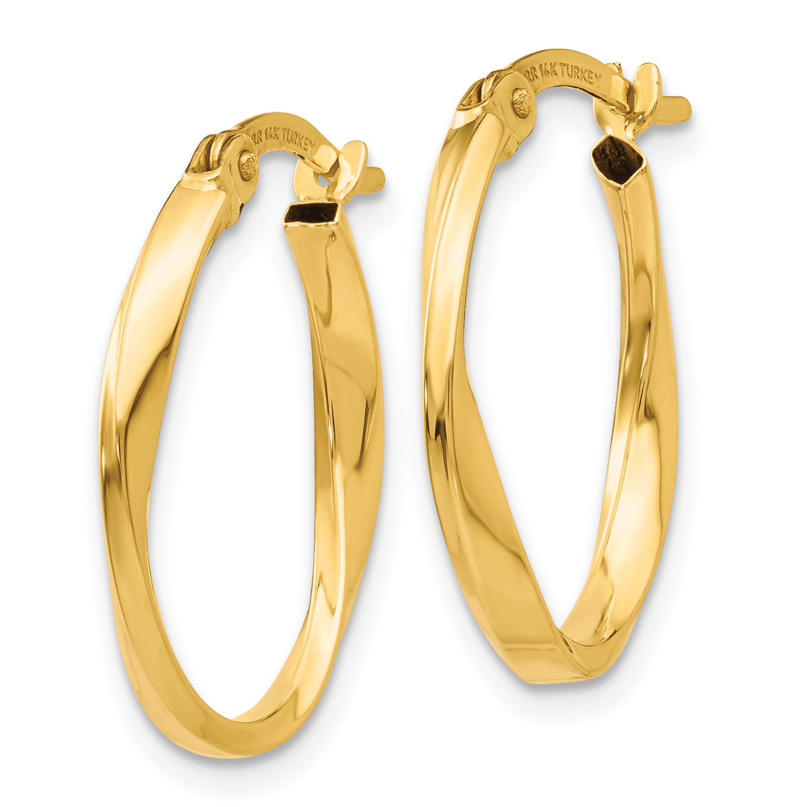 14K Gold Polished Twisted Oval Hoop Earrings Secondary image