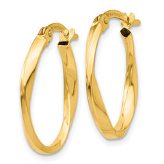 14K Gold Polished Twisted Oval Hoop Earrings