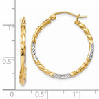 14k & Rhodium Diamond Cut Twisted Hoop Earrings