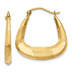 14k Polished, Satin and Diamond-cut Hoop Earrings
