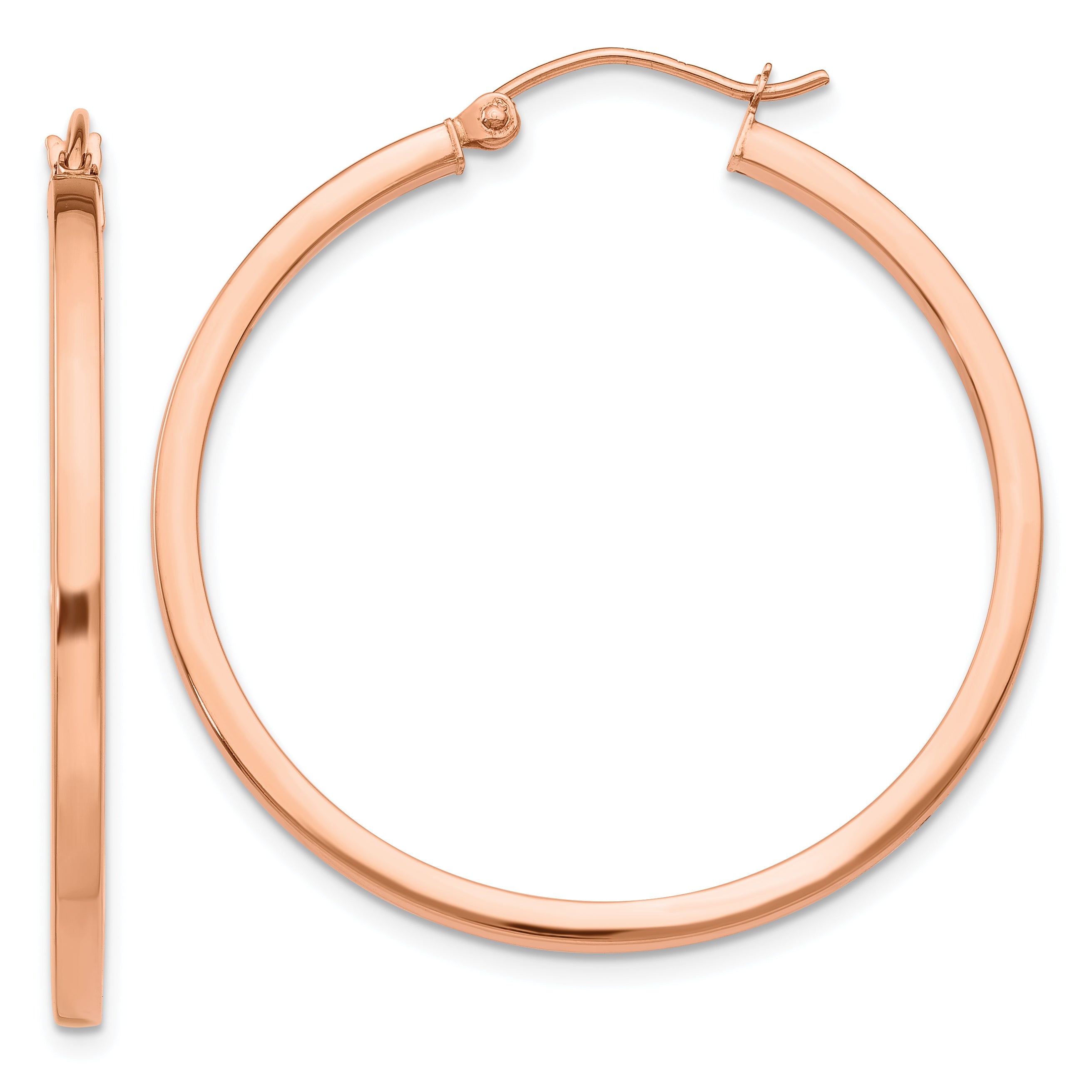 14k Rose Gold Lightweight Square Tube Hoop Earrings Main image