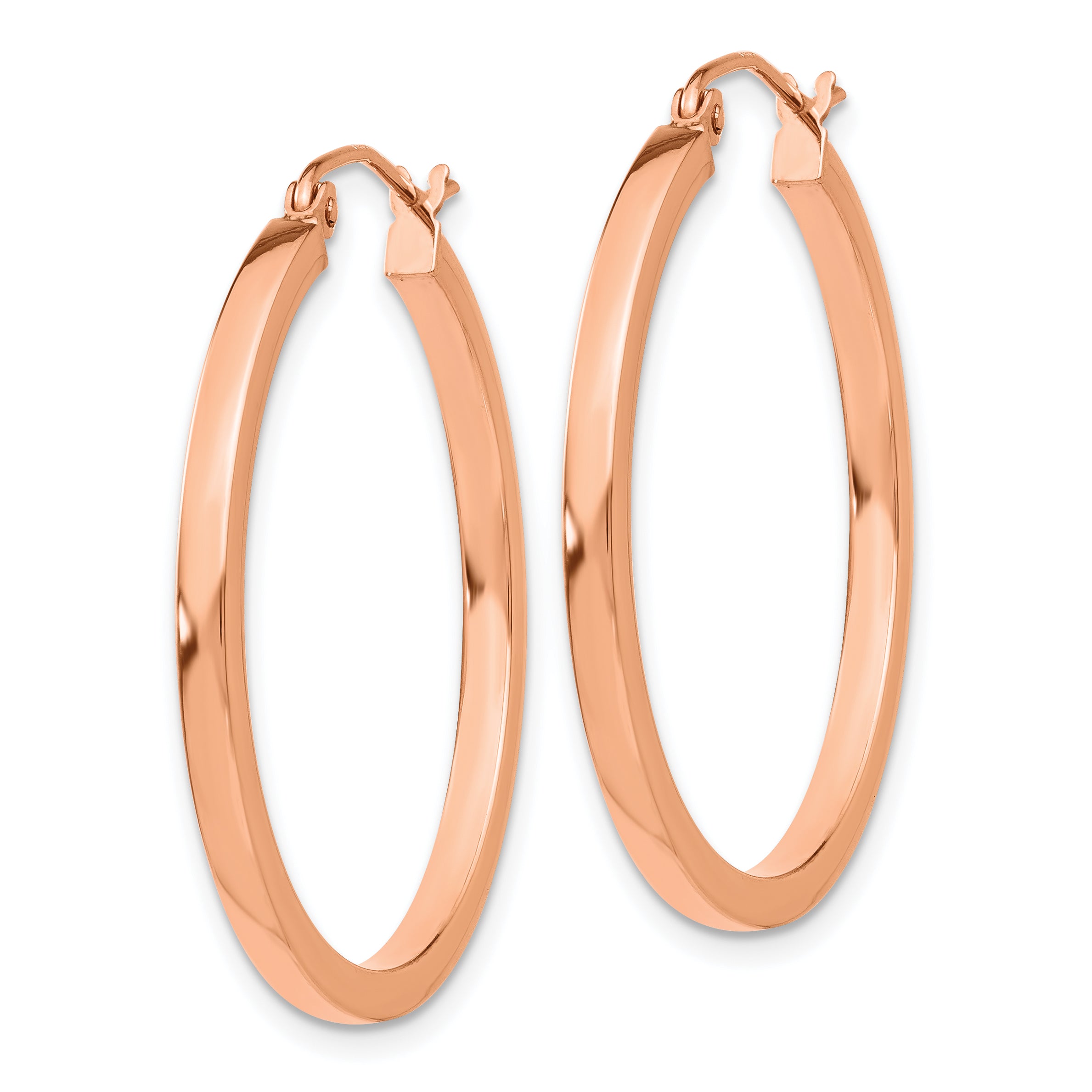 14k Rose Gold Lightweight Square Tube Hoop Earrings Secondary image