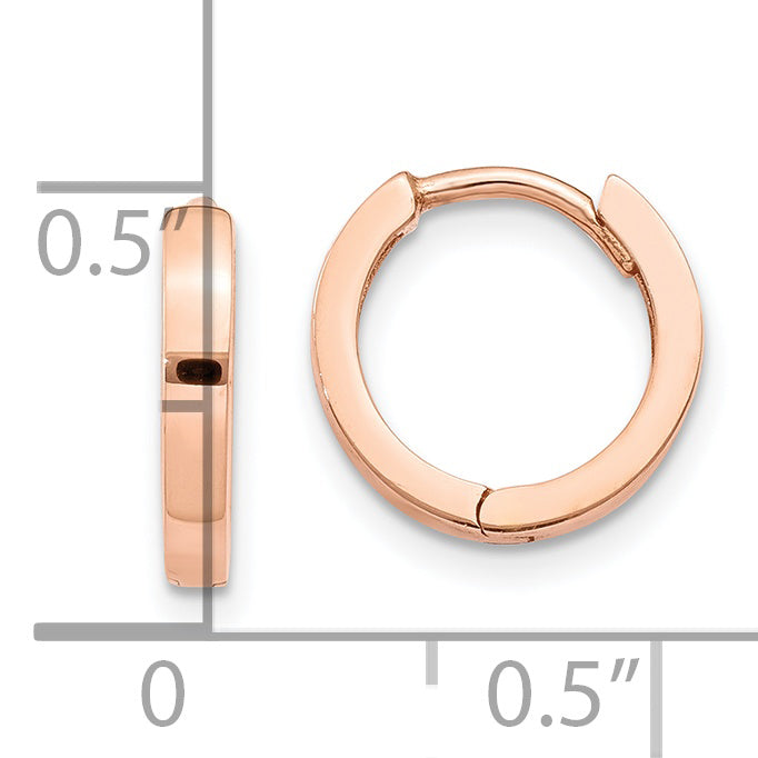 14k Rose Gold Round Hinged Hoop Earrings