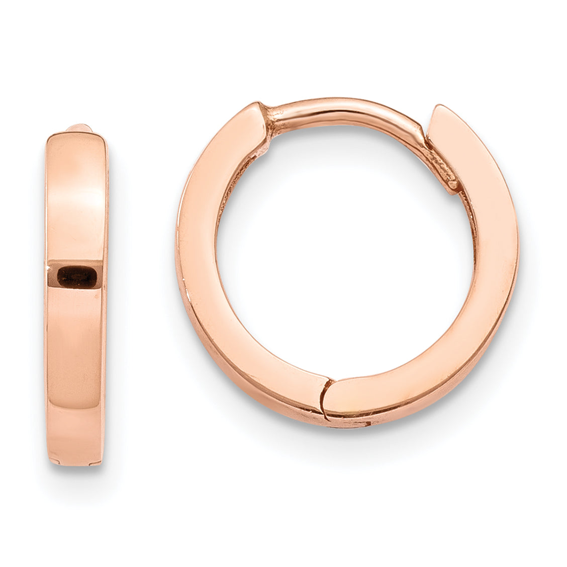 14k Rose Gold Round Hinged Hoop Earrings Main image