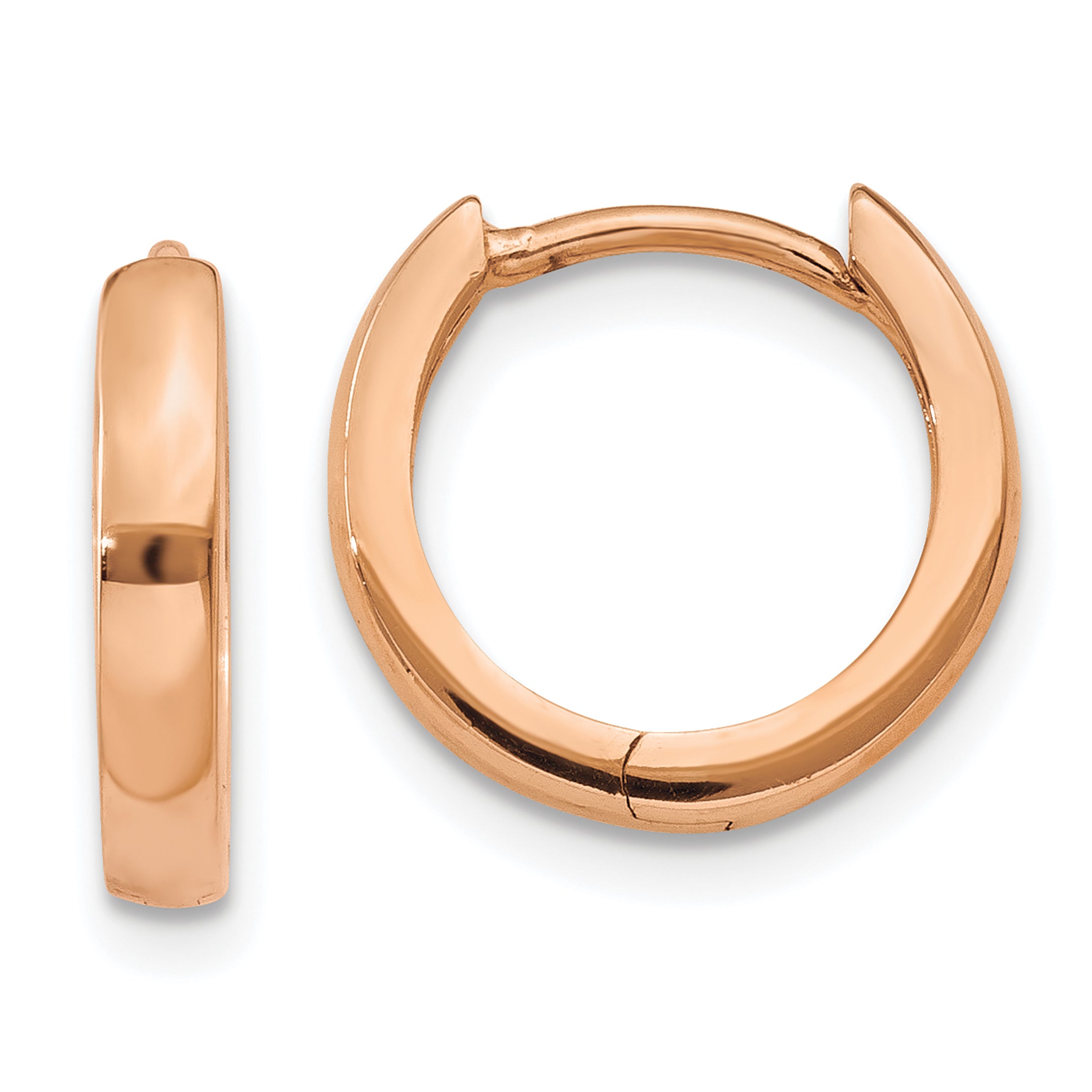 14k Rose Gold Round Hinged Hoop Earrings Main image