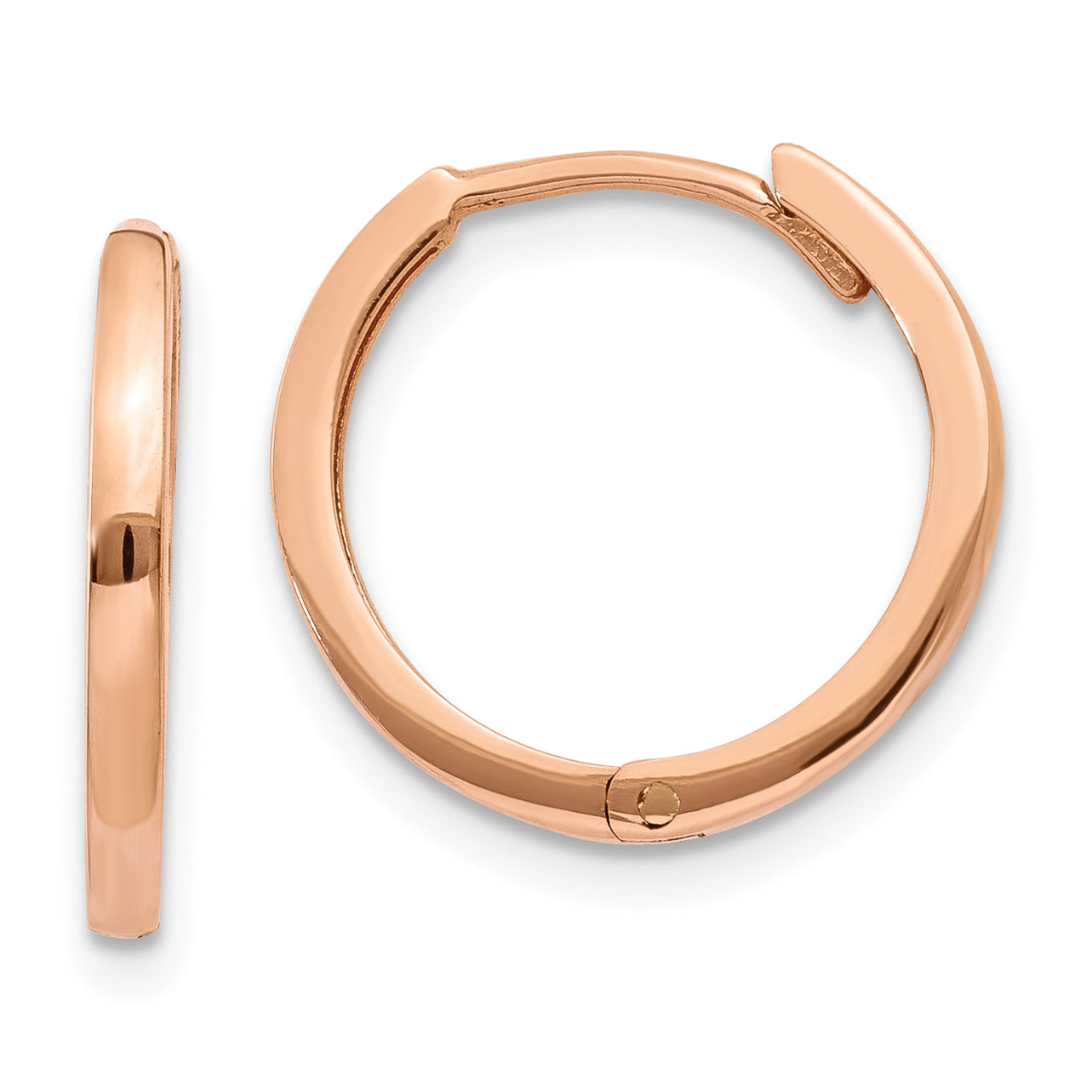 14k Rose Gold Round Hinged Hoop Earrings Main image