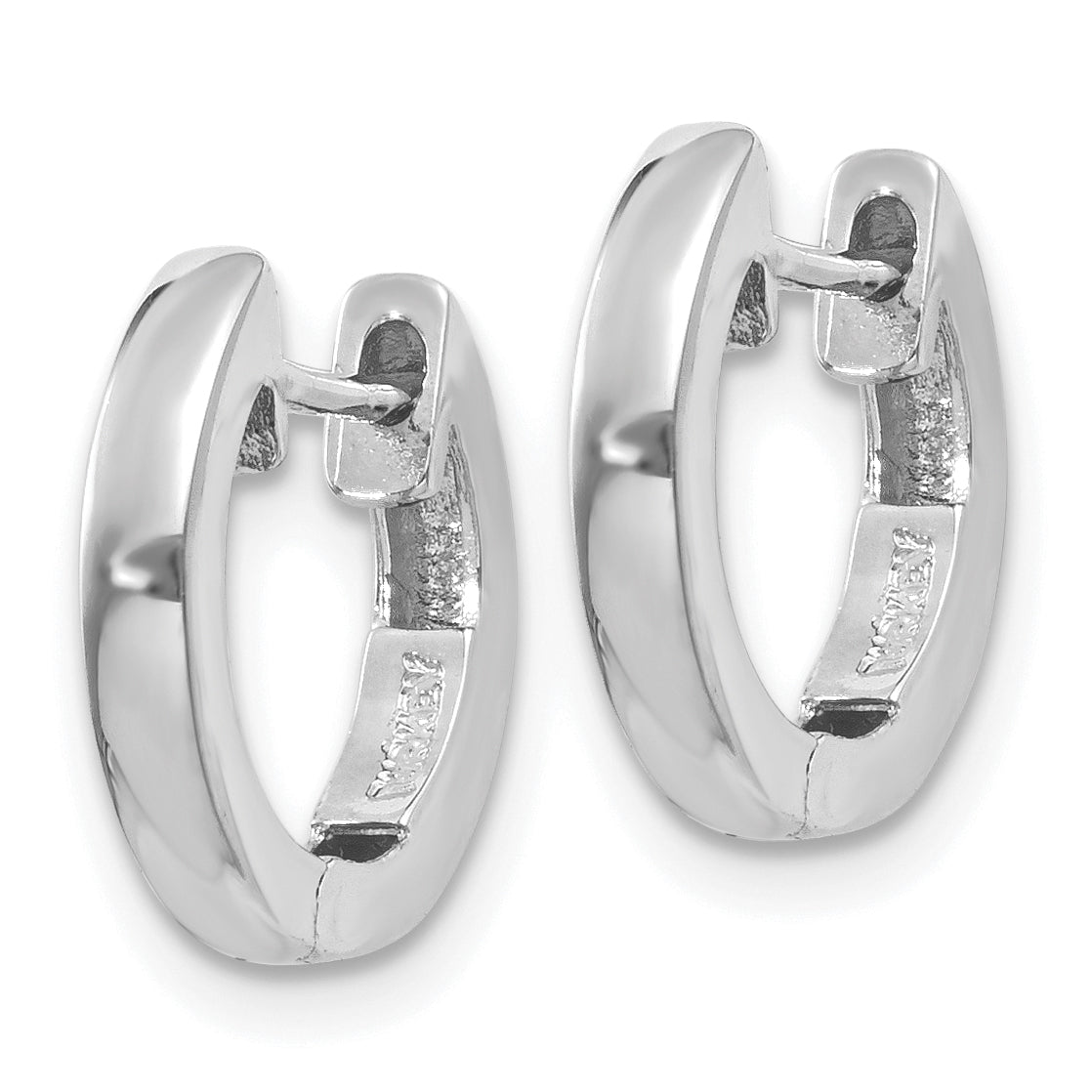 14K White Gold Hinged Hoop Earrings Secondary image
