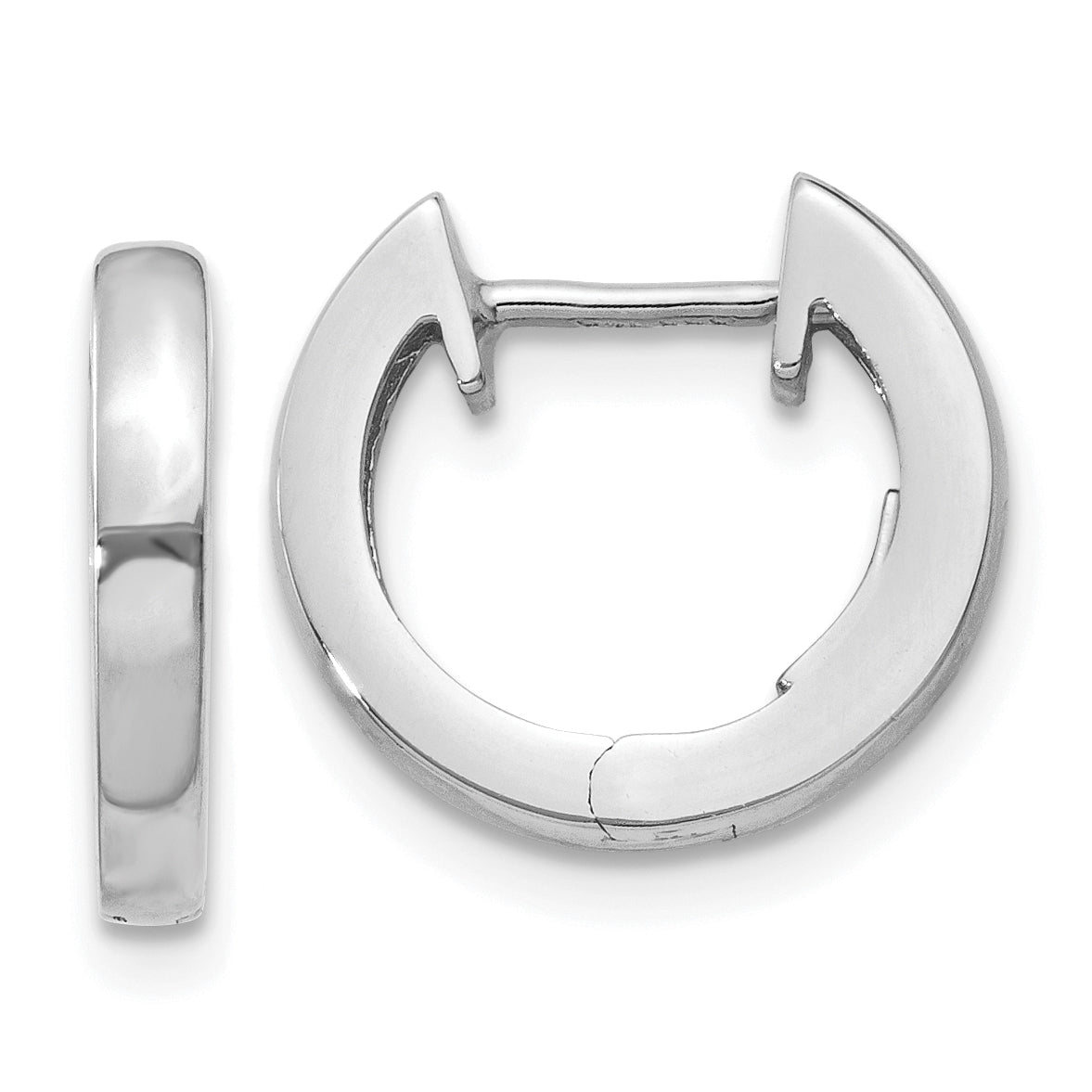 14K White Gold Hinged Hoop Earrings Main image