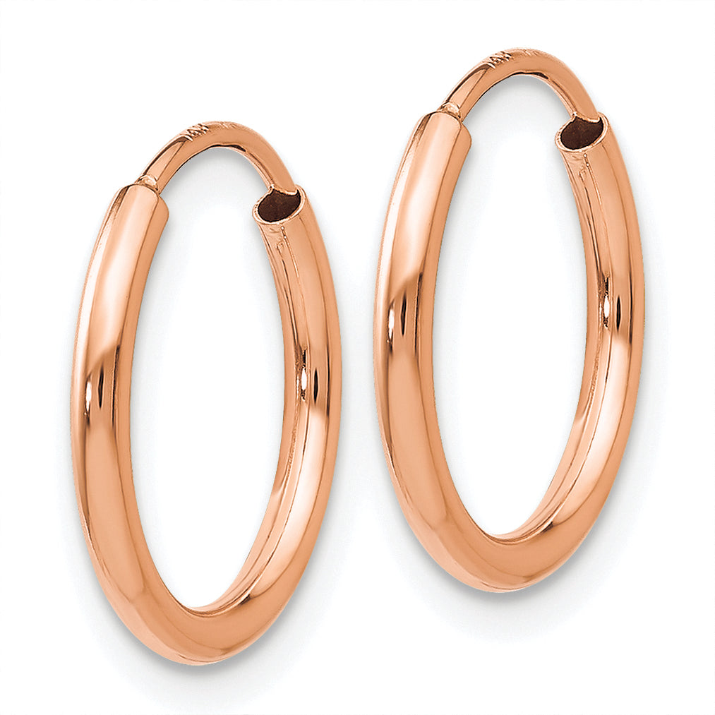 14k Rose Gold Polished Endless Tube Hoop Earrings Secondary image