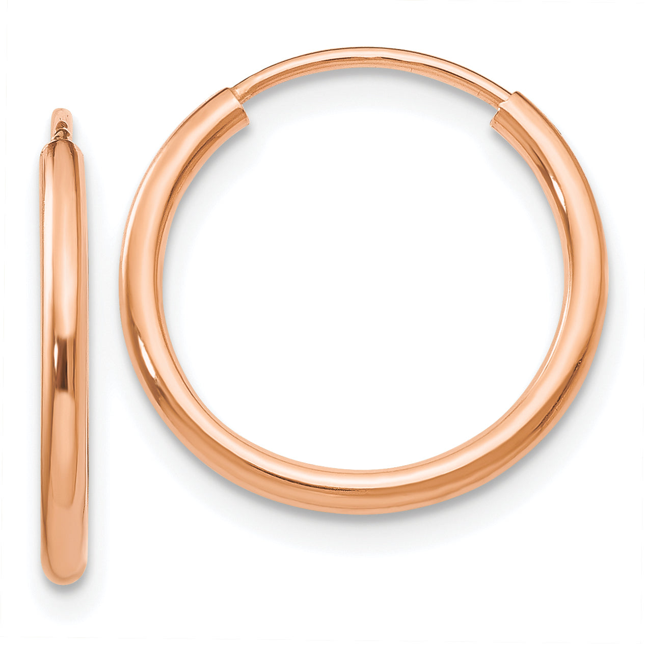 14k Rose Gold Polished Endless Tube Hoop Earrings Main image