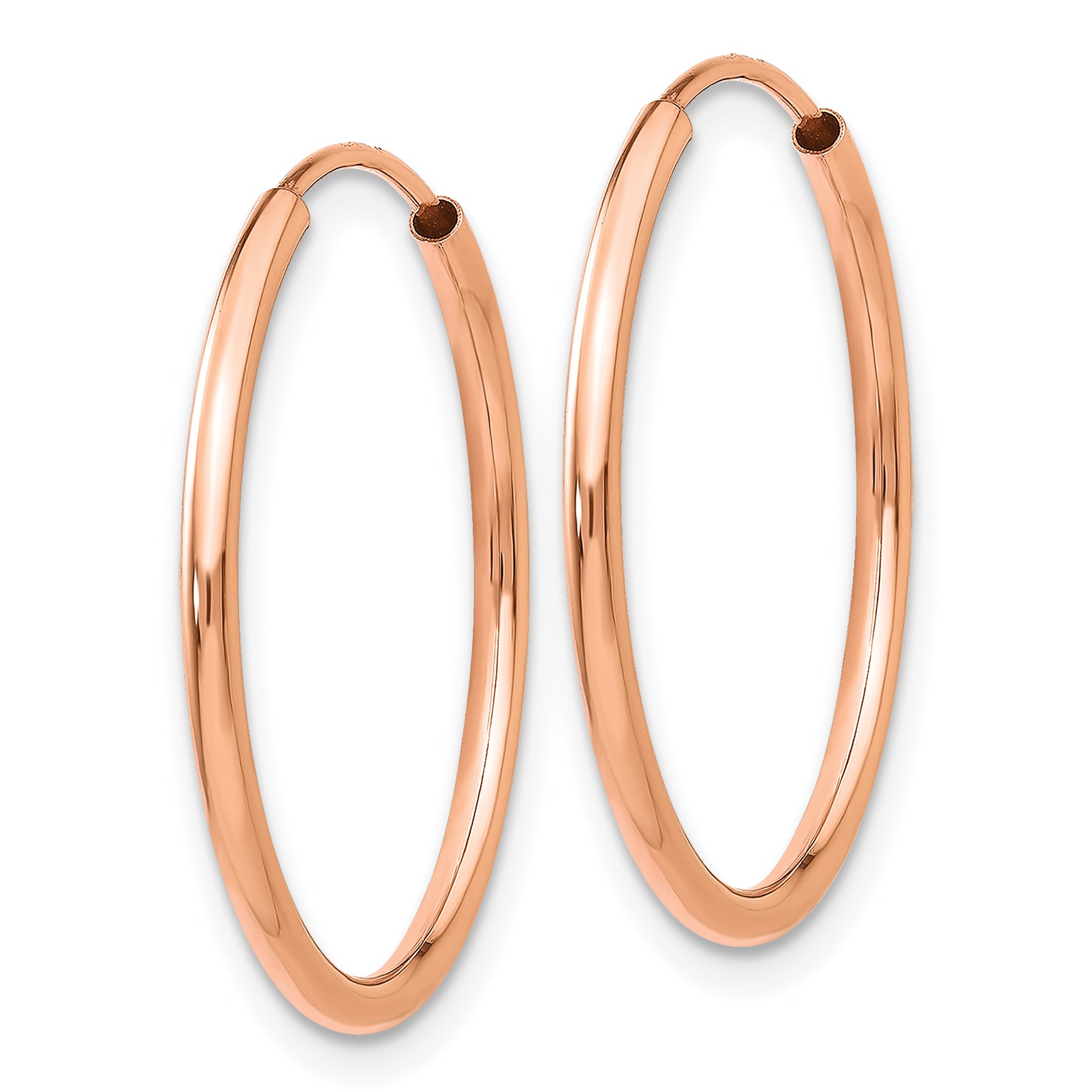 14k Rose Gold Polished Endless Tube Hoop Earrings Secondary image