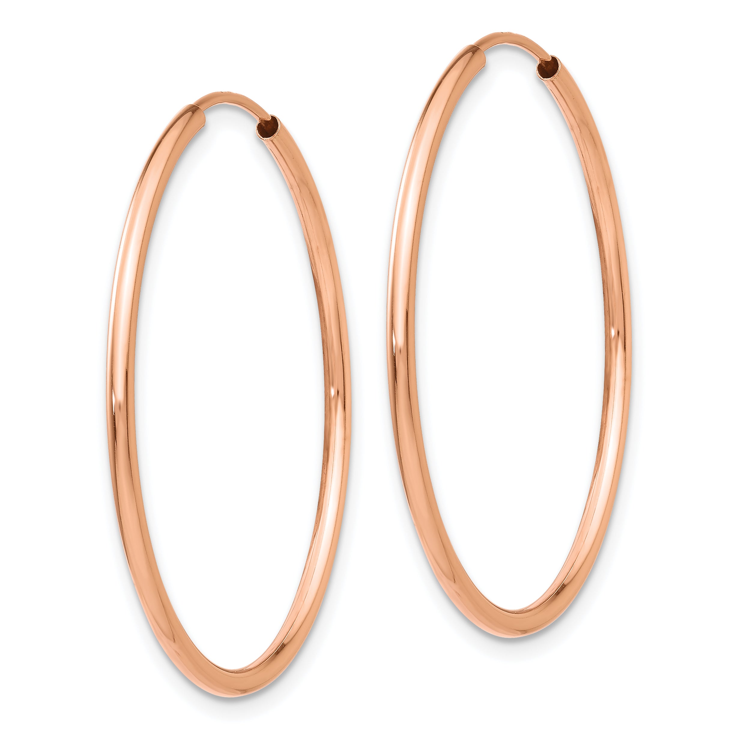 14k Rose Gold Polished Endless Tube Hoop Earrings Secondary image