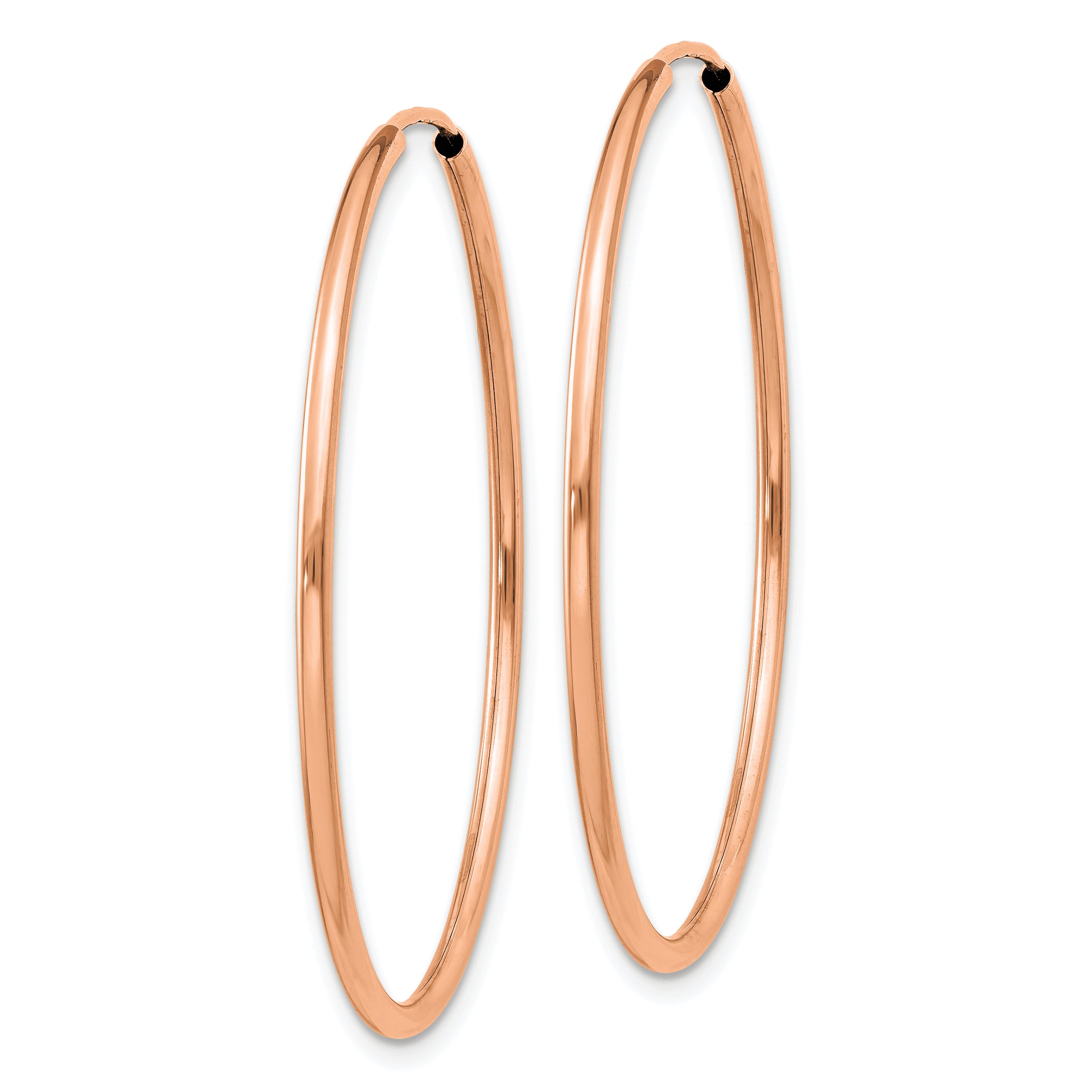 14k Rose Gold Polished Endless Tube Hoop Earrings Secondary image