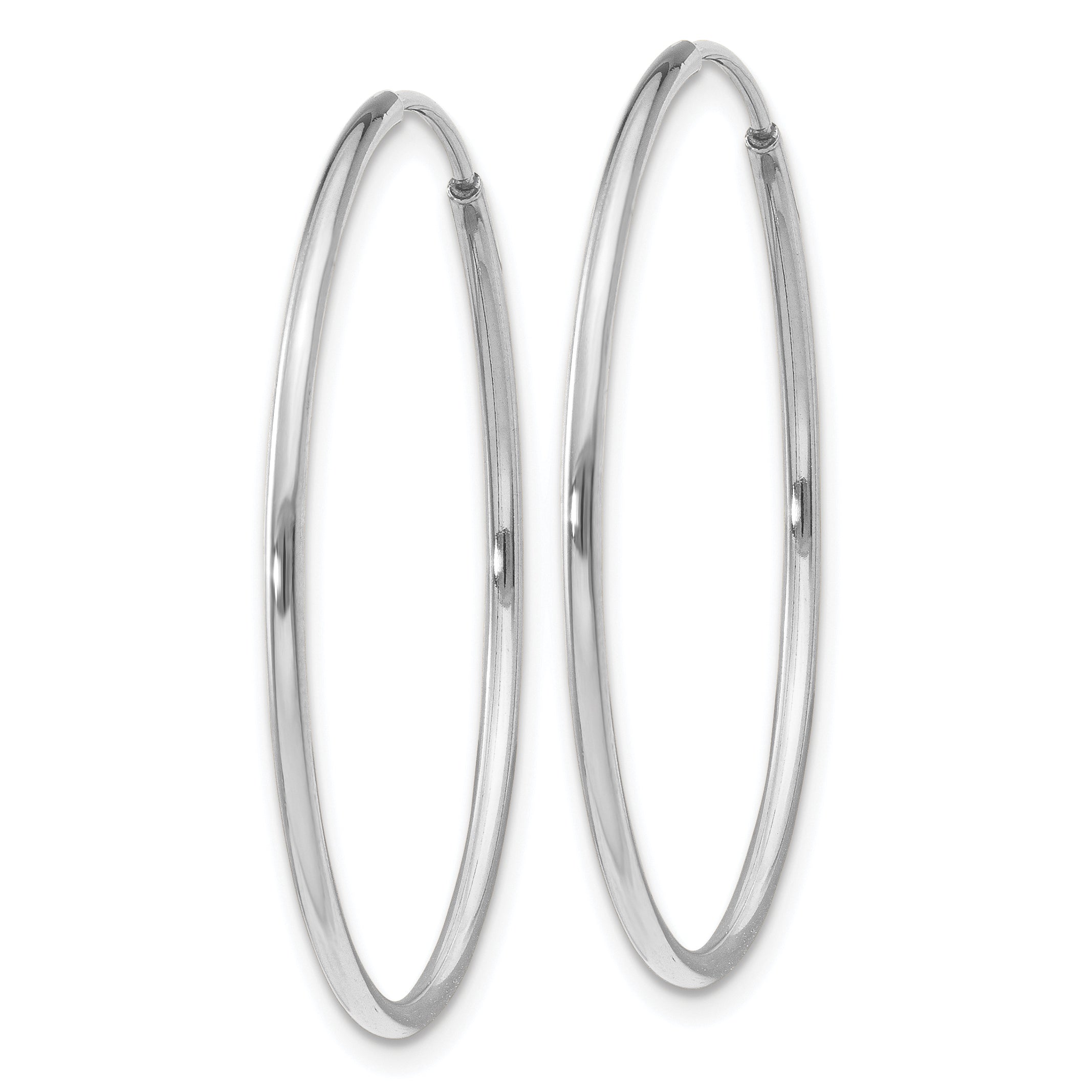 14k White Gold Polished Endless Tube Hoop Earrings