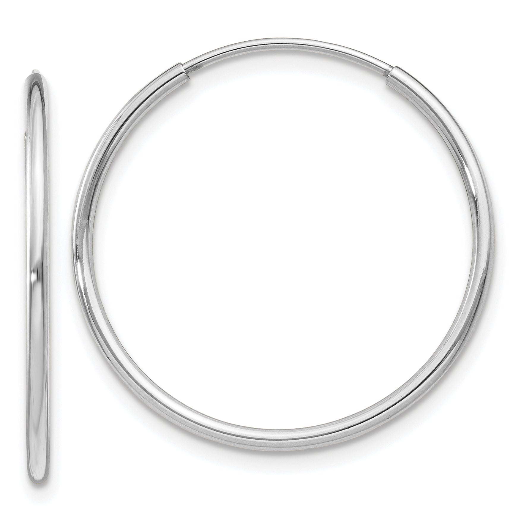 14k White Gold Polished Endless Tube Hoop Earrings Main image