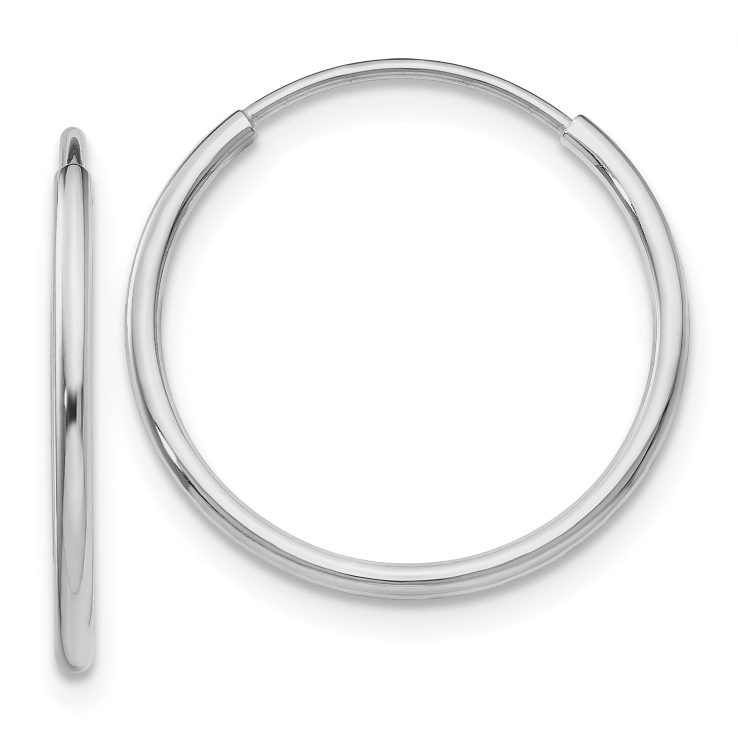14k White Gold Polished Endless Tube Hoop Earrings Main image