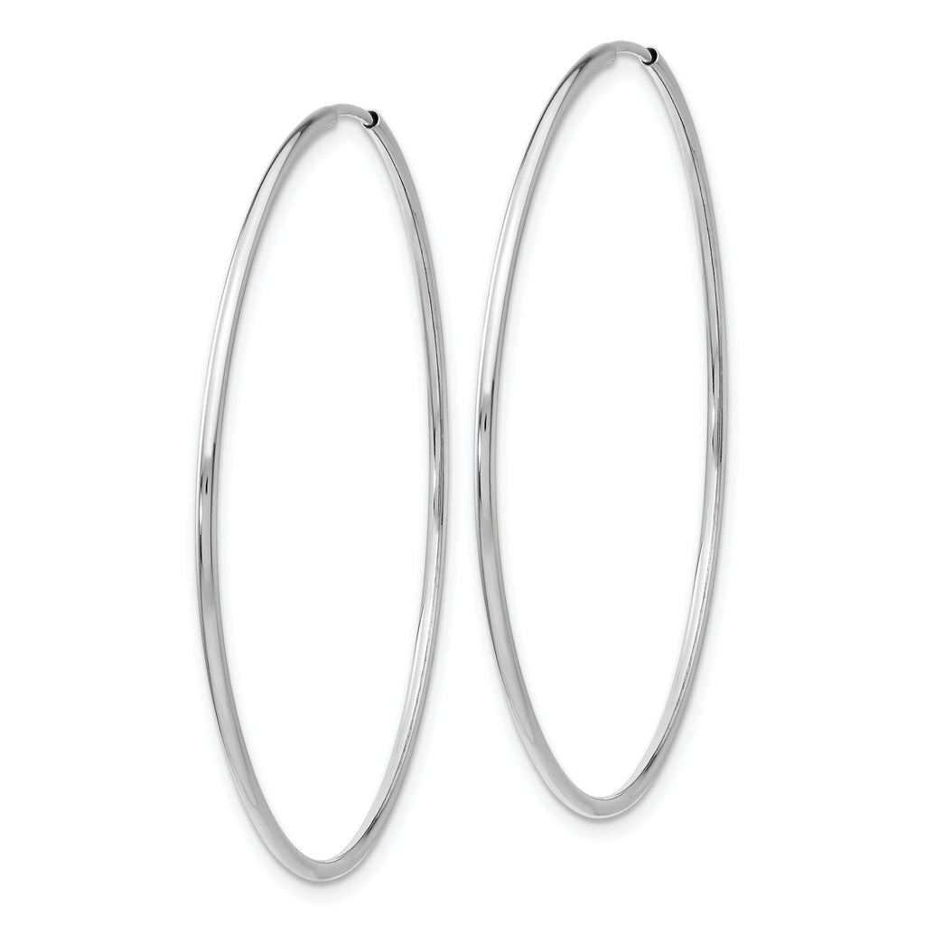 14k White Gold Polished Endless Tube Hoop Earrings