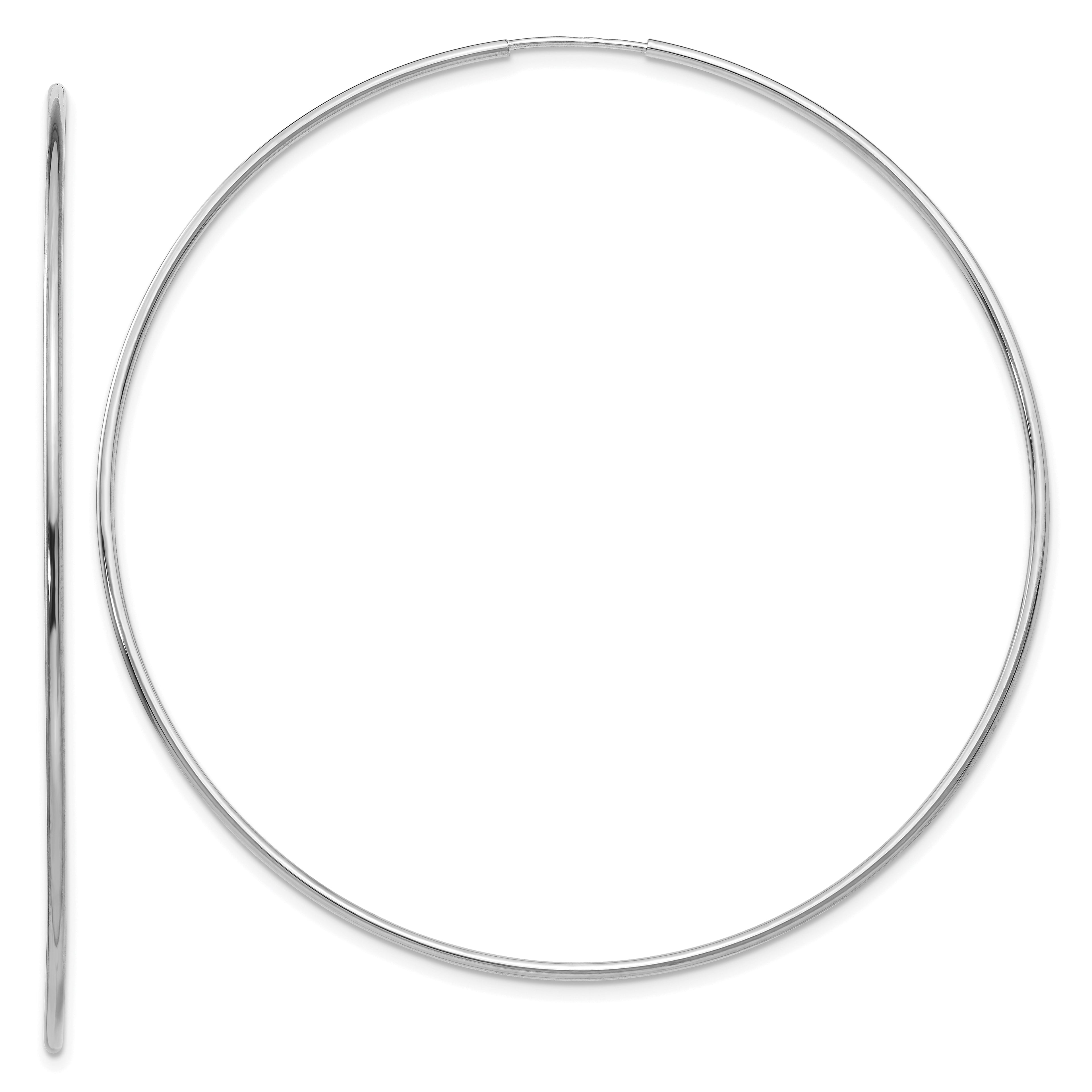 14k White Gold Polished Endless Tube Hoop Earrings