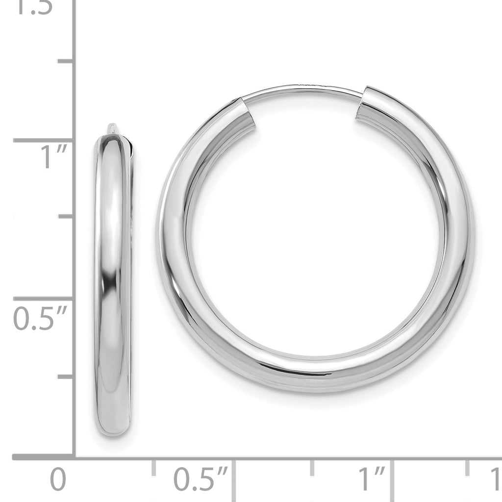 14k White Gold Polished Endless Tube Hoop Earrings