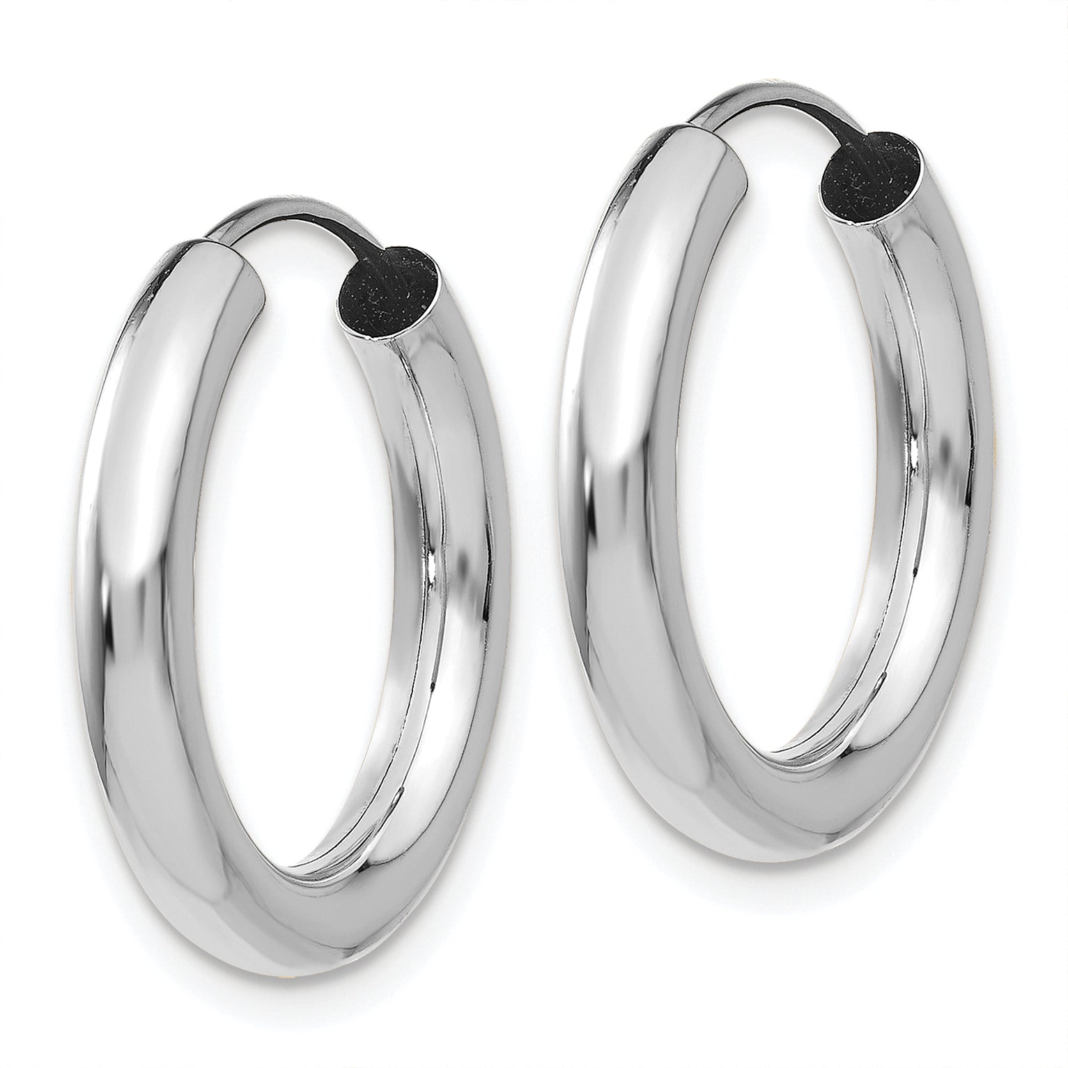 14k White Gold Polished Endless Tube Hoop Earrings Secondary image
