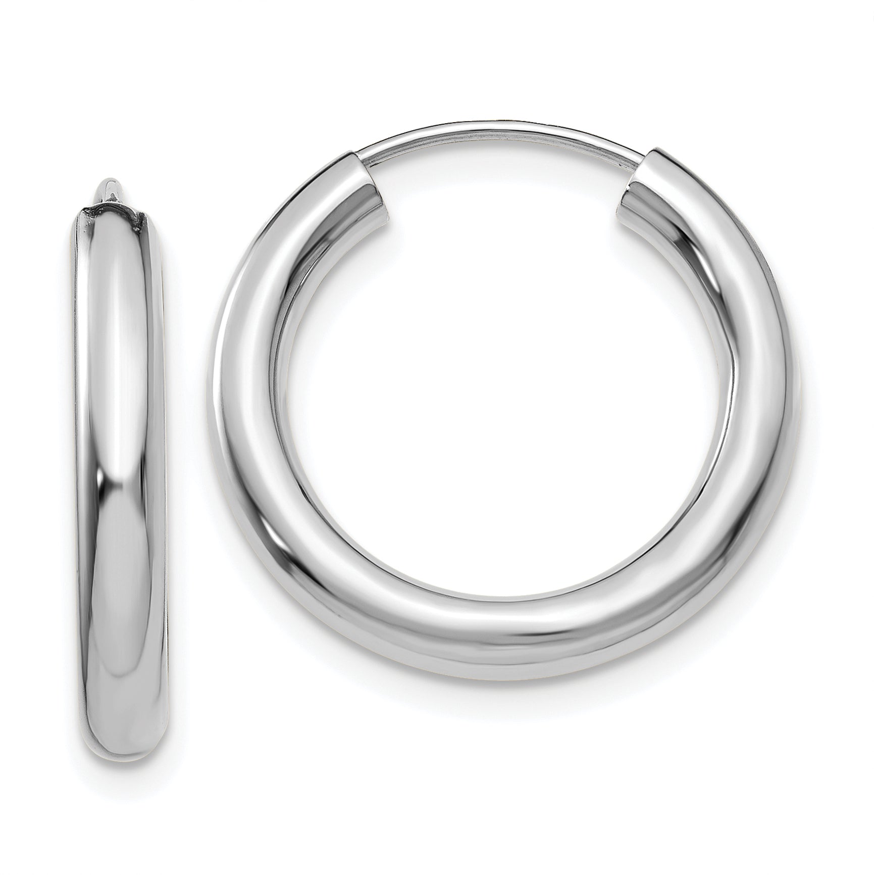 14k White Gold Polished Endless Tube Hoop Earrings Main image