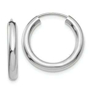 Endless Tube Hoop Earrings in 14K White Gold, 3x20mm - Sophia Jewelers