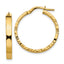 14K Diamond Cut Edge Medium 3mm Polished Hoop Earrings
