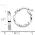 14K White Gold Small 3mm Diamond Cut Edge Polished Hoop Earrings